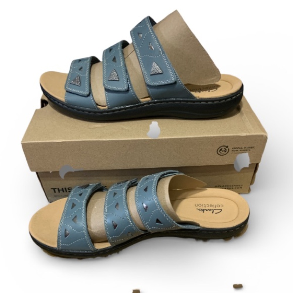 Clarks Laurieann Nora leather slide sandal size 12W New